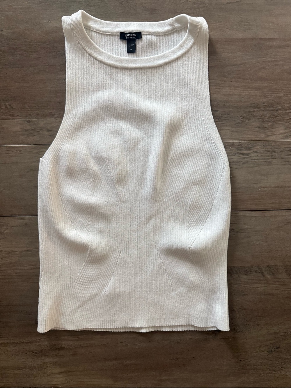 Express Ribbed Crew Neck Sweater in Cream
